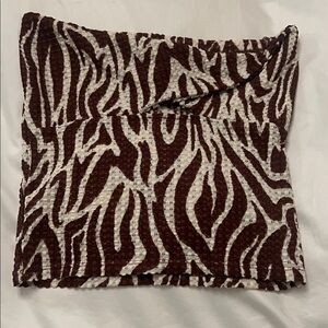 Divided Brown and White Patterned Scarf